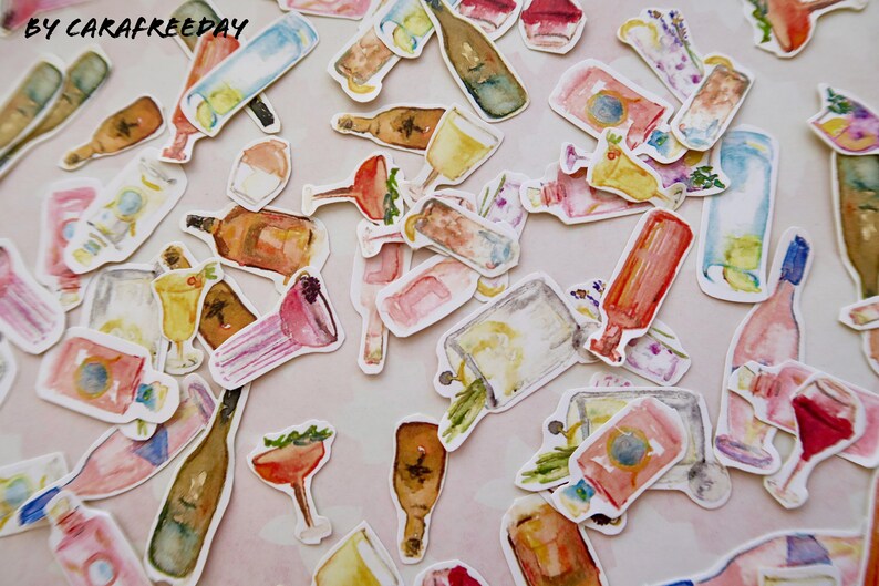 15 PCS Cocktail Sticker Pack - Matte Kawaii Wine stickers, Alcohol sticker pack, Cute drink sticker pack, scrap book,water resistant sticker image 8
