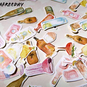 15 PCS Cocktail Sticker Pack - Matte Kawaii Wine stickers, Alcohol sticker pack, Cute drink sticker pack, scrap book,water resistant sticker image 5