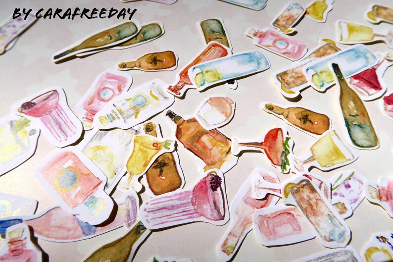 15 PCS Cocktail Sticker Pack - Matte Kawaii Wine stickers, Alcohol sticker pack, Cute drink sticker pack, scrap book,water resistant sticker image 5