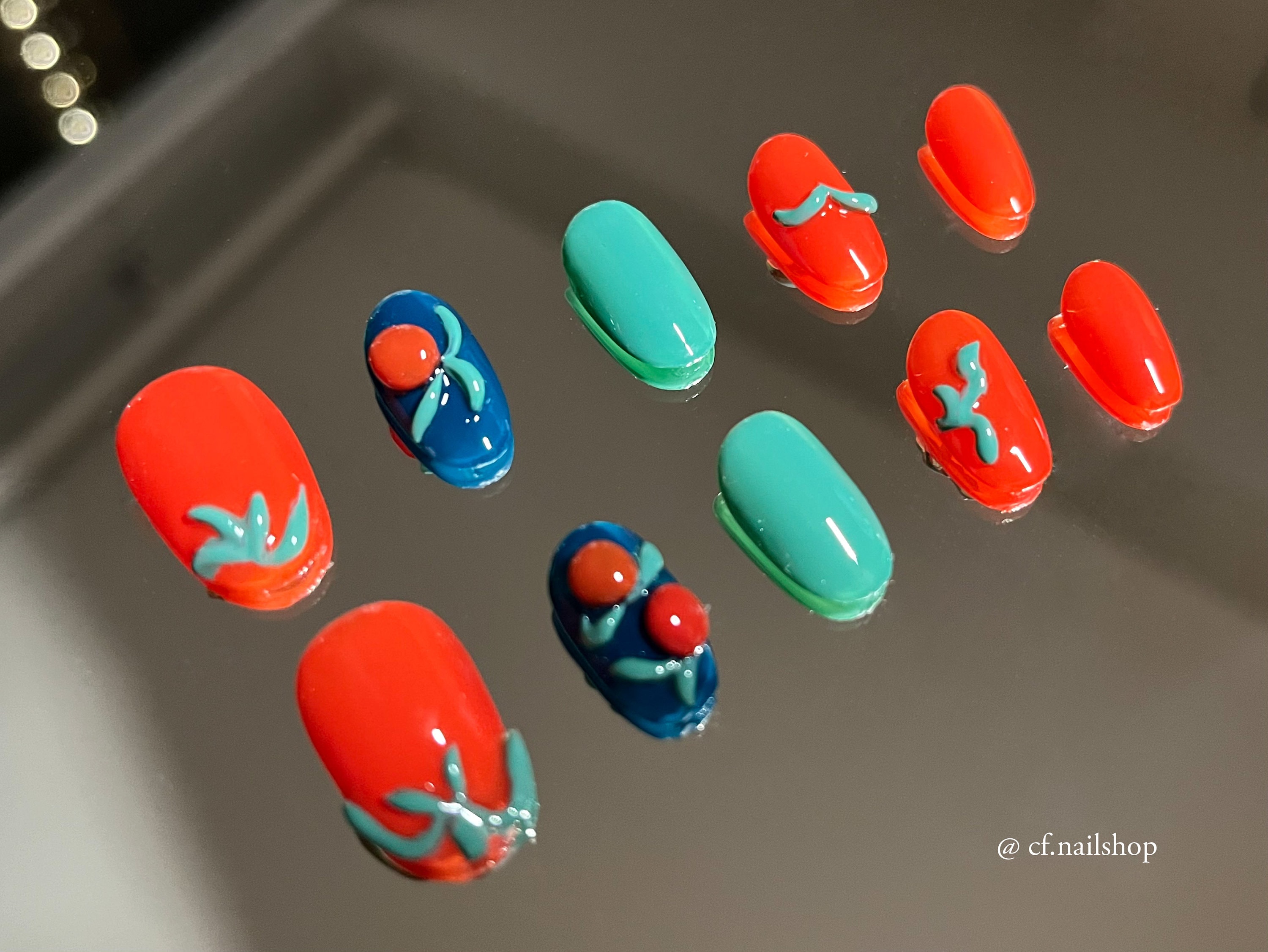 3D Tomato Press on Nails, Kawaii Japanese Nail Art - Etsy