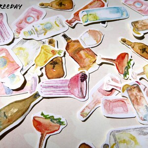 15 PCS Cocktail Sticker Pack - Matte Kawaii Wine stickers, Alcohol sticker pack, Cute drink sticker pack, scrap book,water resistant sticker image 2