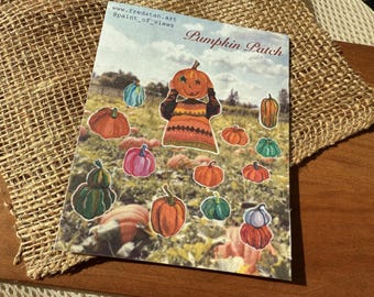 Pumpkin Patch Sticker Sheet - Hand-Painted Fall Pumpkin & Gourd Stickers | Original Art Halloween Autumn Stickers for Journals and Planners