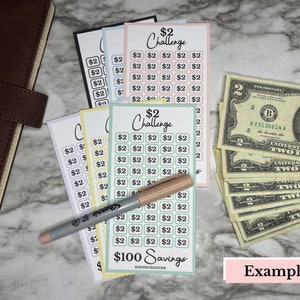 2 Dollar Savings Challenge, Savings Challenge Envelopes, Savings Challenge Tracker, Savings Challenge, Envelope Challenge, Laminated