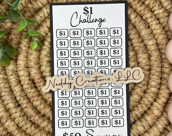 1 Dollar Savings Challenge, Savings Challenge Envelopes, Savings Challenge Trackers, Savings Challenge, A6 Envelope Challenge, Laminated