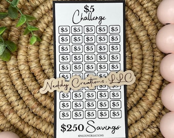 5 Dollar Savings Challenge, Savings Challenge Envelopes, Savings Challenge Trackers, Savings Challenge, A6 Envelope Challenge, Laminated
