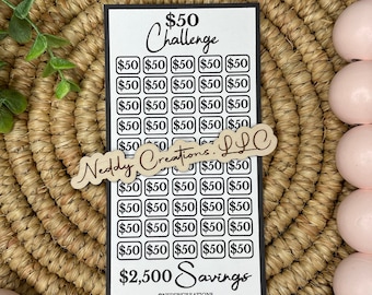 50 Dollar Savings Challenge, Savings Challenge Envelopes, Savings Challenge Trackers, Savings Challeng, A6 Envelope Challenge, Laminated