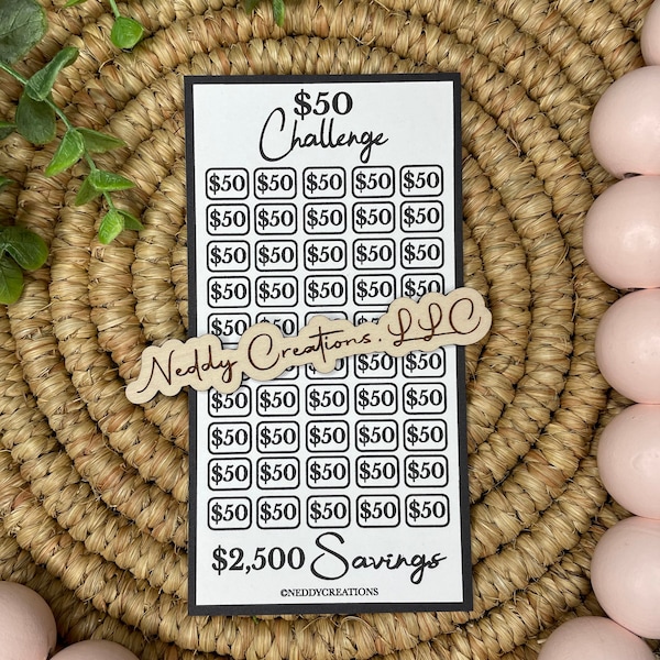 50 Dollar Savings Challenge, Savings Challenge Envelopes, Savings Challenge Trackers, Savings Challeng, A6 Envelope Challenge, Laminated