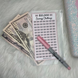 25K Savings Challenge Tracker: Laminated Money Saving Envelope