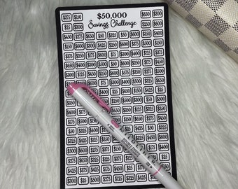 50K Savings Challenge Tracker: Laminated Money Saving Envelope
