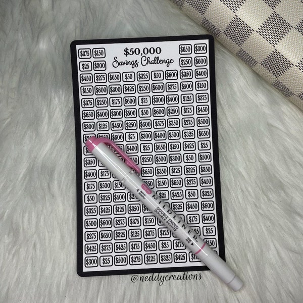 50K Savings Challenge Tracker: Laminated Money Saving Envelope
