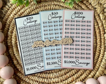 Savings Challenge Bundle, Bundle 20, 50, 100, Savings Challenge, Savings Challenge Envelopes, Savings Challenge Trackers, A6, Laminated