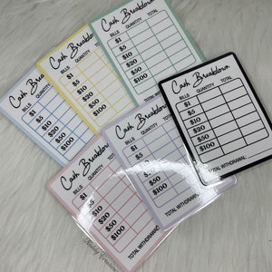 Cash Breakdown, Teller Bank Slip, Laminated Teller Slip, Cash Withdrawal, Budget, Savings