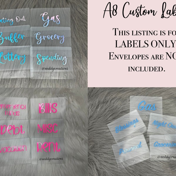 A8 Custom Envelope Labels, Personalized Decal Labels, Vinyl Labels, Cash Envelope Labels, Decals, Customized Vinyl Labels