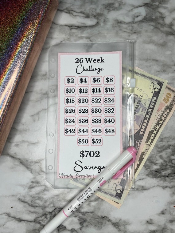 26 Week Challenge, 700, Savings Challenge Envelopes, Savings ...