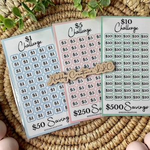 Savings Challenge Bundle, Bundle 1, 5, 10, Savings Challenge, Savings Challenge Envelopes, A6, Savings Challenge Trackers, Laminated