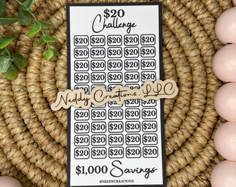 20 Dollar Savings Challenge, Savings Challenge Envelopes, Savings Challenge Trackers, Savings Challenge, A6 Envelope Challenge, Laminated