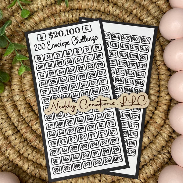 200 Envelope Challenge Tracker: Laminated Savings Challenge
