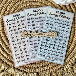 Savings Challenge Bundle, Bundle, Savings Challenge, Savings Challenge Envelopes, A6, Savings Challenge Tracker, 500, 1000, 1500, Laminated