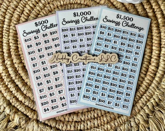 Savings Challenge Bundle, Bundle, Savings Challenge, Savings Challenge Envelopes, A6, Savings Challenge Tracker, 500, 1000, 1500, Laminated