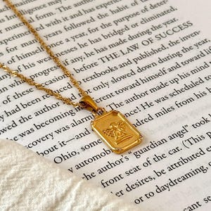 18k Gold Angel Necklace Dainty Cherub Pendant Necklace Minimalist Everyday Jewelry Gift for Her Stainless Steel Gold Jewelry Christian Gift image 7