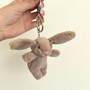 Bunny Keychain Brown Rabbit Pendant Bag Charm Fluffy Animal Toy Key ...