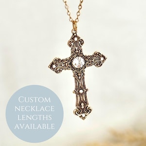 Gold Cross Necklace Women Custom Necklace Personalized Jewelry Gift for Girlfriend Gold Jewelry Cross Pendant Christian Jewelry Gift
