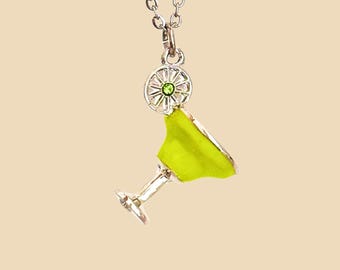 Cocktail Necklace Silver Jewelry Margarita Set Jewelry Gift for Bartender Friend Going Out Necklace Friendship Jewelry Gift for Best Friend