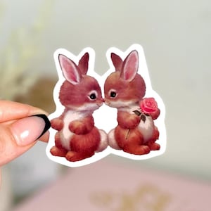 Bunny Sticker Cute Girly Pink Bow Coquette Sticker Accessories Easter Basket Goddies Rabbit Vinyl Decal for Laptop Teen Daughter Gift idea