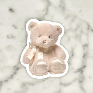 Sticker coquette ours en peluche esthétique Sticker ours baby shower cadeau de fête bébé ours thème ours brun Kindle Lover Sticker noeud esthétique