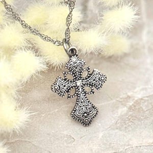 Dainty Cross Necklace Silver Jewelry Small Cross Charm Necklace Women Jewelry Gift For Christian Friend Religious Minimalist Jewelry Cross