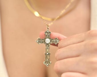 ゴールドクロスネックレス レディースペンダント クリスチャン