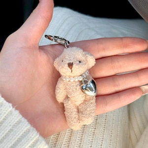 Brown Bear Bag Charm Teddy Bear Keychain Plush Animal Toy Keychain Plushie Backpack Accessories Teddy Bear Charm Coquette Bear Lover Gift