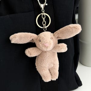 Bunny Keychain Brown Rabbit Pendant Bag Charm Fluffy Animal Toy Key ...
