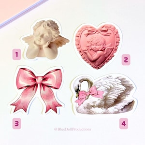 Rosa Sticker Pack Dollete Junk Journal Scrapbook Zubehör Girly Rosa Schleife Aufkleber Coquette Abziehbild Laptop Niedliche Rosa Ästhetische Aufkleber Bündel