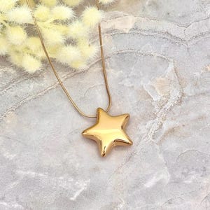 Chunky 3D Stern Halskette Gold Frauen Statement Schmuck Edelstahl Bubble Star Halskette Puffy Stern Schmuck Geschenk für Freund Geburtstag