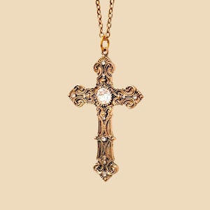 Golden Serenity Necklace Chunky Gold Cross Necklace Women Jewelry Gift for Her Statement Gold Jewelry Daughter Birthday Gift Idea Custom