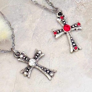 Matching Cross Necklace Dainty Silver Cross Charm Religious Jewelry Gift for Couples Friendship Necklace Minimalist Matching Necklace Gift