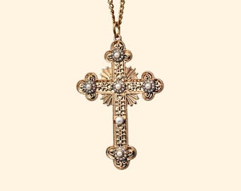 Gold Cross Necklace for Women Christian Jewelry Gift for Mom Baptism Confirmation Dainty Gold Cross Pendant Necklace Religious Gold jewelry