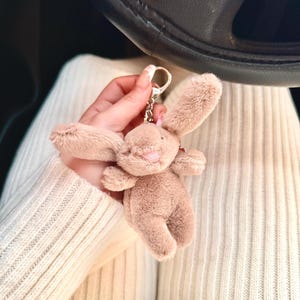 Bunny Keychain Brown Rabbit Pendant Bag Charm Fluffy Animal Toy Key ...