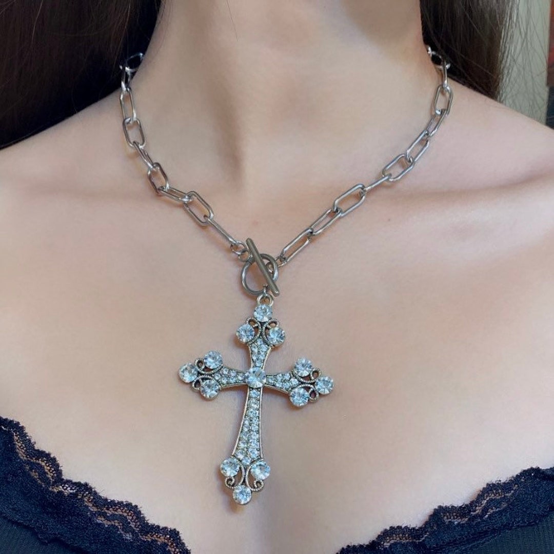 Cheetah Scarf + Large Cross Necklace