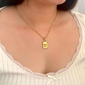 18k Gold Angel Necklace Dainty Cherub Pendant Necklace Minimalist Everyday Jewelry Gift for Her Stainless Steel Gold Jewelry Christian Gift image 3