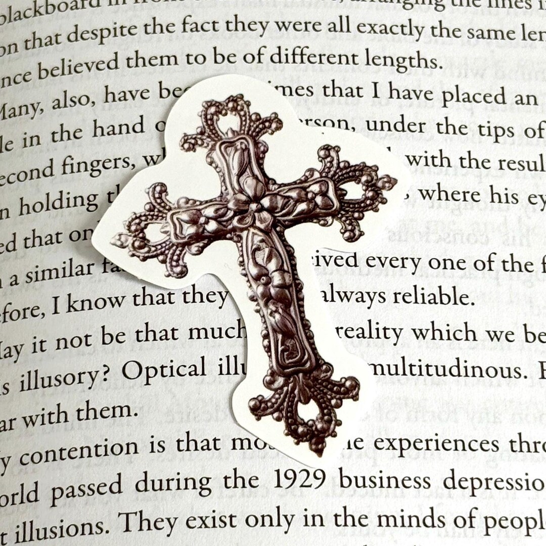 クロスビニールステッカー キスカット シルバークロスペンダント ゴスステッカー クリスチャンの友人へのギフト 聖書研究ステッカー クロスジュエリー  美的デカール - Etsy 日本, image size:1080x1080