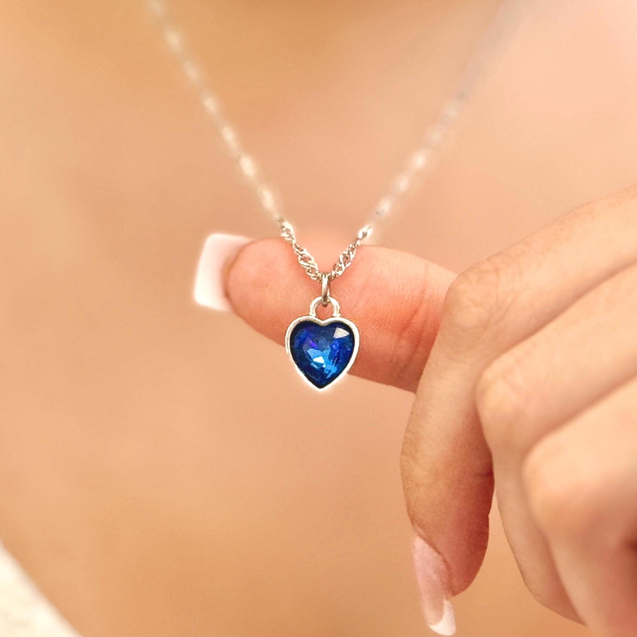 Blue heart necklace - Etsy 日本