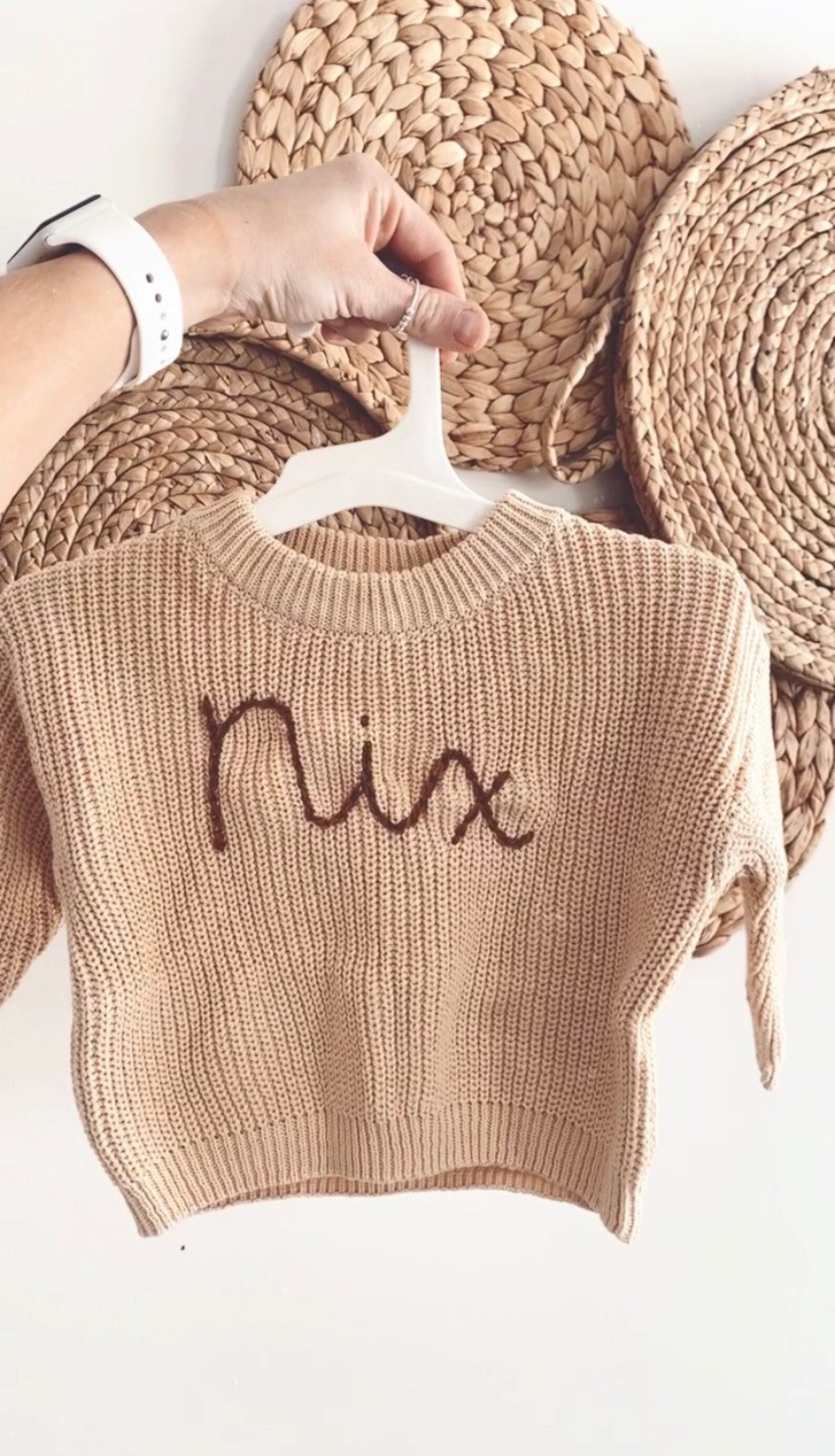 Embroidered Baby Name Knit Sweater Etsy