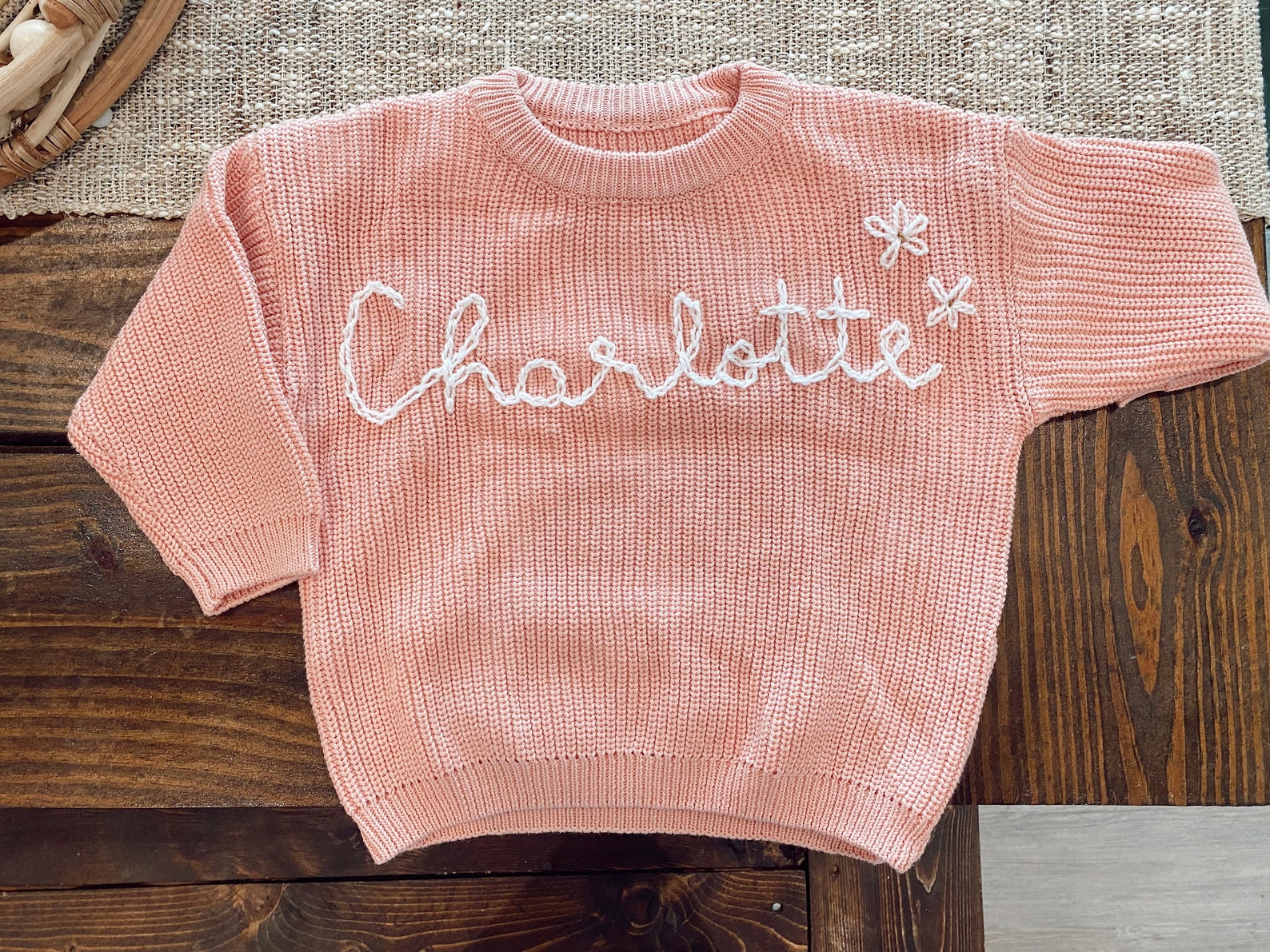 Embroidered Baby Name Knit Sweater Etsy