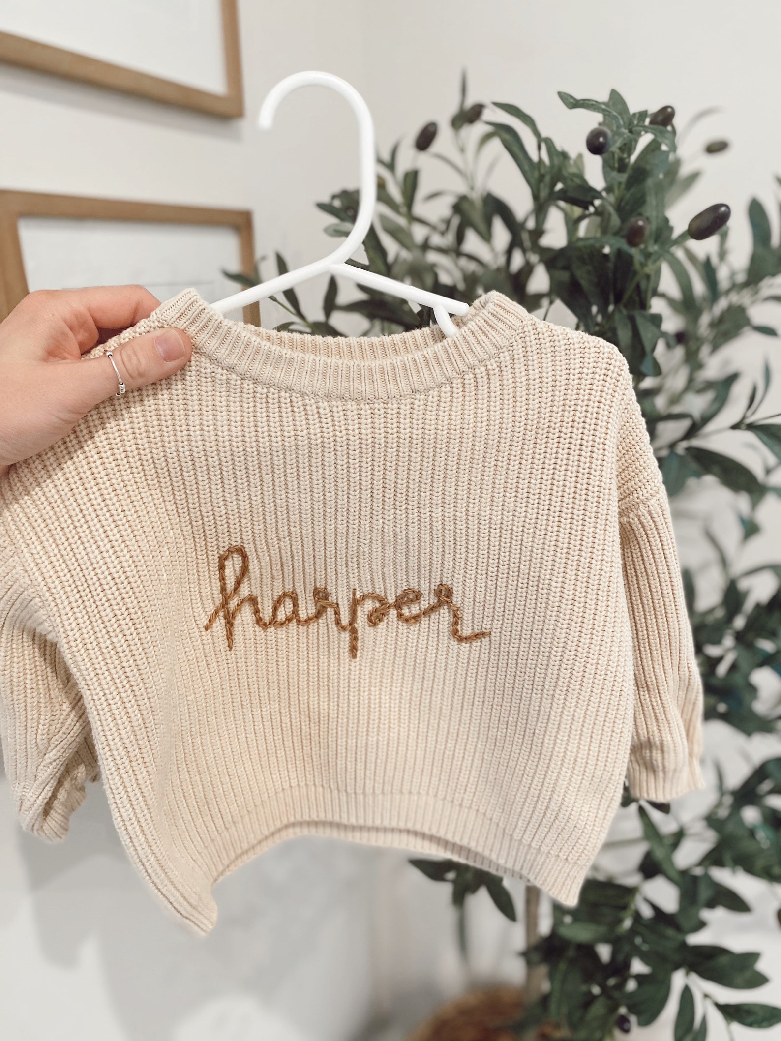 Embroidered Baby Name Knit Sweater Etsy