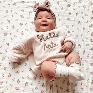 Embroidered Baby name knit sweater