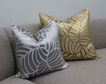 Silver/Gold Leaves Pillow Cover