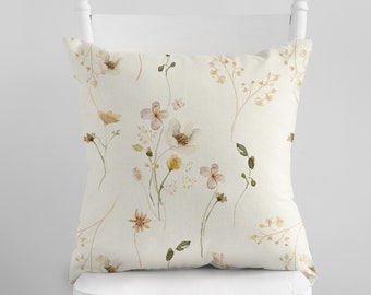 Wildflower Pillow Cover, Summer Floral Wildflowers Pillows, Botanical Herb Garden, Floral Pillows Covers, Spring Summer Flower Pillow
