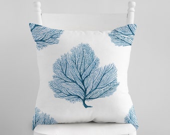 Watercolor Coral Reef Pillow Cover: Coastal Nautical Throw Pillow